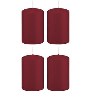 Trend Candles Cilinderkaarsen/stompkaarsen - set 16x - bordeauxrood - 5 x 8 cm - 18 branduren -