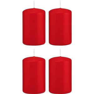 Trend Candles Cilinderkaarsen/stompkaarsen - set 16x - rood - 5 x 8 cm - 18 branduren -