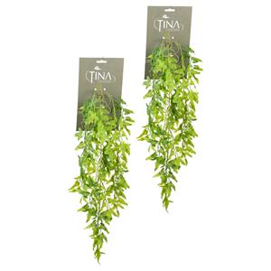Louis Maes kunstplanten - 2x - Varen - lichtgroen - hangende takken bos van 55 cm -
