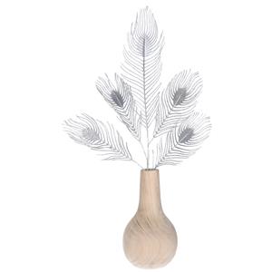 Countryfield Kunst siertak pauwvaren/pauwenveer - 5x - zilver - 84 cm - Decoratie kunst pluimen -