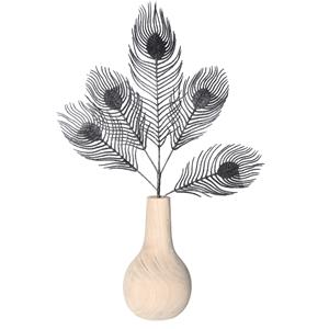 Countryfield Kunst siertak pauwvaren/pauwenveer - 5x - zwart - 84 cm - Decoratie kunst pluimen -