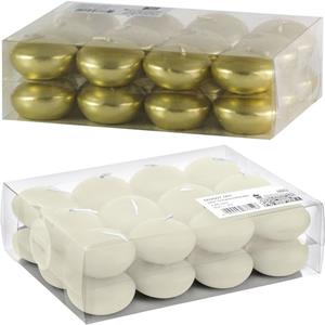 Trend Candles Drijfkaarsen pakket van stuks goud en ivoor wit -