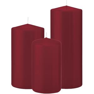 Trend Candles Stompkaarsen set van 6x stuks bordeaux rood 12-15-20 cm -