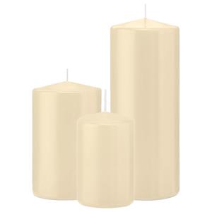 Trend Candles Stompkaarsen set van 6x stuks creme wit 12-15-20 cm -