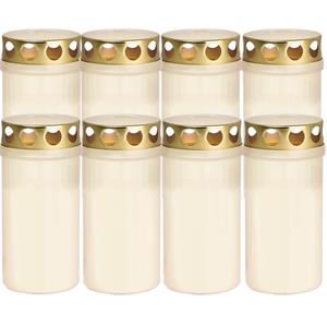 Trend Candles 8x Witte grafkaarsen/gedenklichten met deksel 6 x 12 cm 2 dagen -