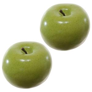 Merkloos Kunstfruit decofruit - 2x - appel/appels - ongeveer 6 cm - groen -