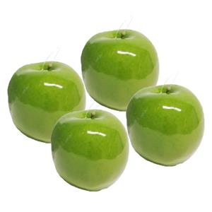 Bellatio Design Kunstfruit decoratie appels - 4x stuks - ongeveer 9 cm - glimmend groen -