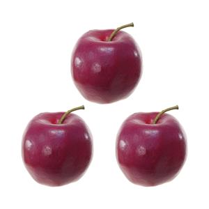 Merkloos Kunstfruit decofruit - 3x - appel/appels - ongeveer 8 cm - donkerrood -