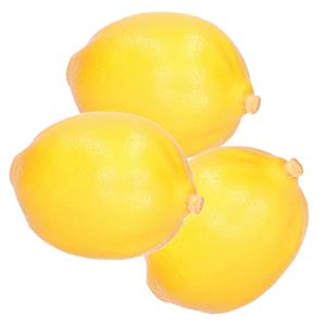 Esschert Design kunstfruit decofruit - 3x - citroen/citroenen - ongeveer 6 cm - geel -