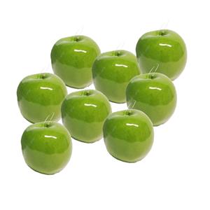Bellatio Design Kunstfruit decofruit - appel/appels - 8x stuks - ongeveer 9 cm - glimmend groen -