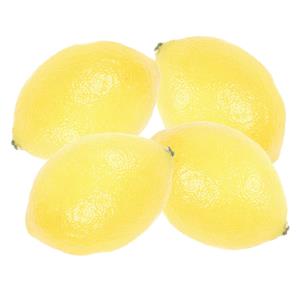 Emerald Kunstfruit - Set van 4x stuks - citroen - verzwaard - geel - 8 cm - kunststof decoratie -
