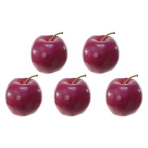 Merkloos Kunstfruit decofruit - 5x - appel/appels - ongeveer 8 cm - donkerrood -
