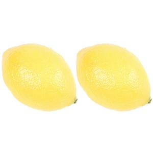Emerald Kunstfruit - 5x stuks - citroen - verzwaard - geel - 8 cm - kunststof decoratie -