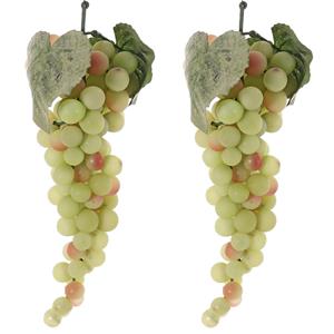 Bellatio flowers & plants Pakket van 2x stuks witte nepfruit druiventrossen 28 cm -
