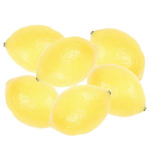 Emerald Kunstfruit - Set van 6x stuks - citroen - verzwaard - geel - 8 cm - kunststof decoratie -
