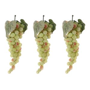 Bellatio flowers & plants Pakket van 3x stuks witte nepfruit druiventrossen 28 cm -