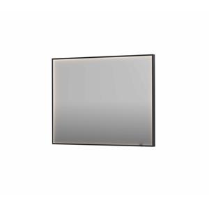 INK Spiegel  SP19 100x4x80 cm incl. direct LED-Verlichting Rondom en Spiegelverwarming Geborsteld Metal Black