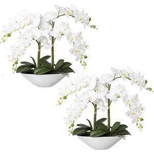 Phalaenopsis, real touch, hoogte 530 mm, VE = 2 stuks, keramische schaal, wit