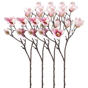 Emerald Kunstbloem Magnolia tak - 4x - 65 cm - lichtroze - Kunst zijdebloemen -