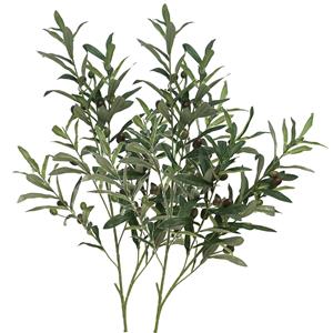 Bellatio Design Kunstbloem Olijf tak - 2x - 101 cm - groen - Olijfboom losse steel - Kunst zijdebloemen -