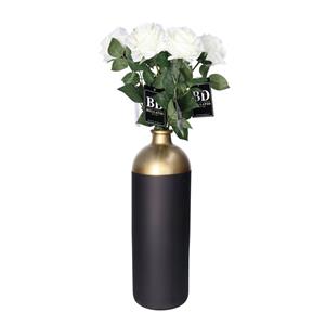 Bellatio Design Kunstbloemen boeket Roos Dijon - 8 stelen - 64 cm - wit - kunst zijdebloemen -