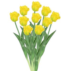 Countryfield Kunstbloemen boeket tulp Parkiet - 10x - geel - real touch - levensecht - cm - decoratie bloemen -