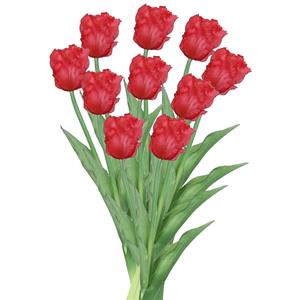 Countryfield Kunstbloemen boeket tulp Parkiet - 10x - rood - real touch - levensecht - cm - decoratie bloemen -