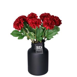 Bellatio Design Kunstbloemen boeket Dahlia - 10x - 50 cm - bordeaux rood - kunst zijdebloemen -