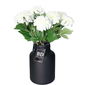 Bellatio Design Kunstbloemen boeket Dahlia - 10x - 50 cm - creme wit - kunst zijdebloemen -