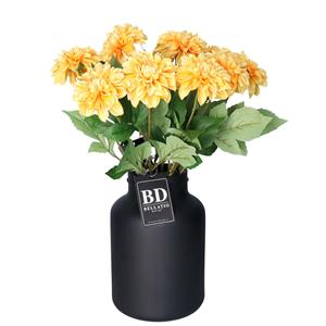Bellatio Design Kunstbloemen boeket Dahlia - 10x - 50 cm - lichtgeel - kunst zijdebloemen -