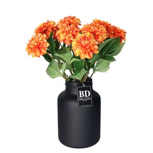 Bellatio Design Kunstbloemen boeket Dahlia - 10x - 50 cm - oranje - kunst zijdebloemen -
