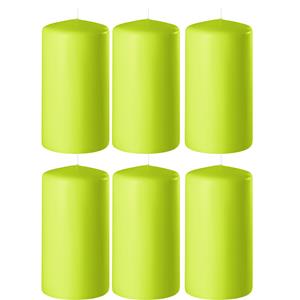 Enlightening Candles 8x Lime groene cilinderkaarsen/stompkaarsen 6 x 10 cm branduren -