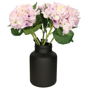 Mica Decorations Kunstbloemen boeket Hortensias - 5 stelen - lila paars - 51 cm - Kunst zijdebloemen -
