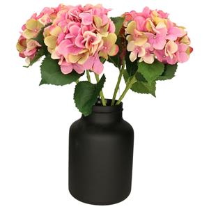 Mica Decorations Kunstbloemen boeket Hortensias - 5 stelen - roze - 51 cm - Kunst zijdebloemen -
