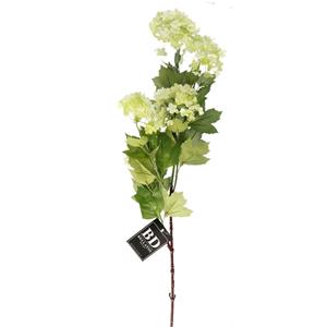 Bellatio Design Kunstbloem Viburnum/Sneeuwbal - 3x - 88 cm - groen - losse steel - kunst zijdebloemen -