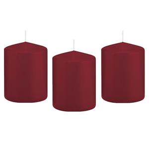 Trend Candles Cilinderkaars/stompkaars - 10x - bordeauxrood - 6 x 8 cm - 29 branduren -