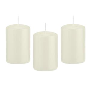Trend Candles Cilinderkaars/stompkaars - 10x - ivoorwit - 5 x 8 cm - 18 branduren -