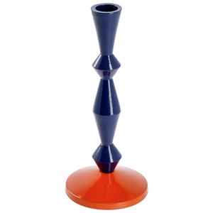 Kandelaar Aneska; 7.5x20 cm (ØxH); donkerblauw/oranje