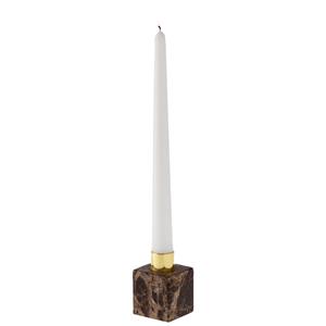 Kandelaar Melda; 4.5x4.5x7 cm (LxBxH); bruin/goud; 2 stuk / verpakking