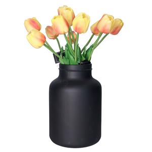 Countryfield Kunstbloemen boeket Tulp Tulipa - 12x - cm - geel/oranje - Real Touch - kunst zijdebloemen -