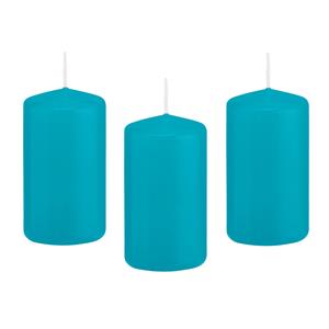 Trend Candles Cilinderkaars/stompkaars - 10x - turquoise - 5 x 10 cm - 23 branduren -