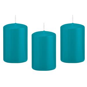 Trend Candles Cilinderkaars/stompkaars - 10x - turquoise - 5 x 8 cm - 18 branduren -