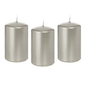 Trend Candles Cilinderkaars/stompkaars - 10x - zilver - 5 x 8 cm - 18 branduren -