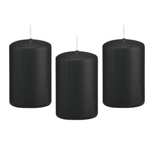 Trend Candles 10x Zwarte cilinderkaars/stompkaars 5 x 8 cm 18 branduren -