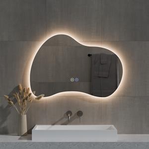 Best Design Spiegel  Strange Organisch 120x70 cm Incl. Spiegelverwarming & Dimare LED Verlichting