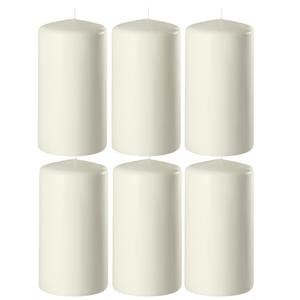 Enlightening Candles 6x Ivoorwitte cilinderkaarsen/stompkaarsen 6 x 15 cm branduren -