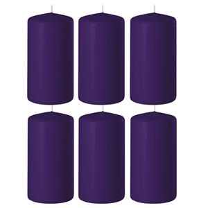 Enlightening Candles 6x Paarse cilinderkaarsen/stompkaarsen 6 x 15 cm branduren -