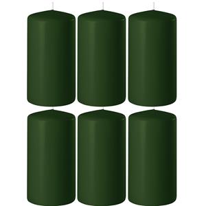Enlightening Candles 6x Donkergroene cilinderkaarsen/stompkaarsen 6 x 15 cm branduren -