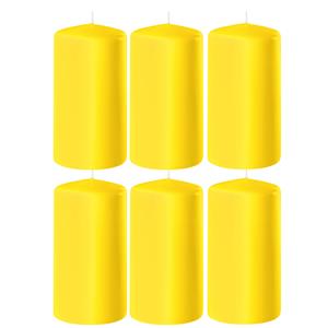 Enlightening Candles 6x Gele cilinderkaarsen/stompkaarsen 6 x 15 cm branduren -
