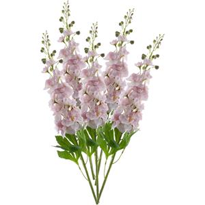 Bellatio Design Kunstbloem Ridderspoor/delphinium Roland - 5x - 87 cm - licht roze - kunst zijdebloemen -